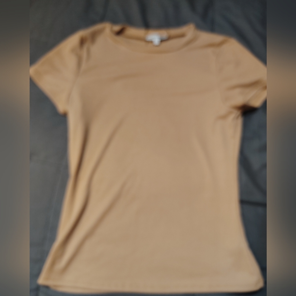 Fashion Nova Cara Crew Neck Tan Tee / Top Size XL * NEW